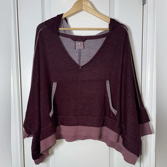 Free People Bonfire Hoodie Fig Jam  Burgundy Oversized Cropped Size XS - Picture 3 of 6